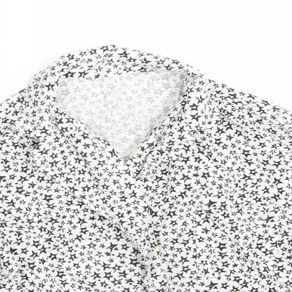 George Womens White Geometric  Basic Button-Up Size 12