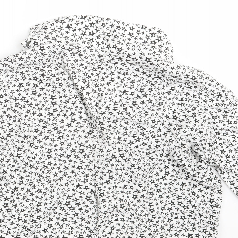 George Womens White Geometric  Basic Button-Up Size 12