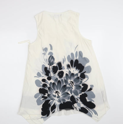 Autonomy Womens Ivory Floral  T-Shirt Dress  Size 16