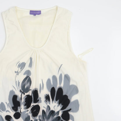 Autonomy Womens Ivory Floral  T-Shirt Dress  Size 16