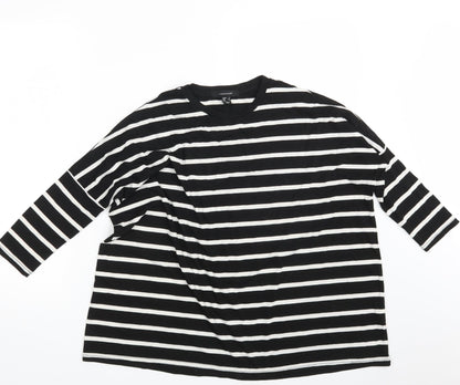 Additional front view of Atmosphere women’s black striped pullover sweatshirt, size UK 8