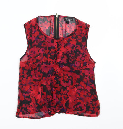 Womens UK Size 8 Topshop Red Basic Blouse
