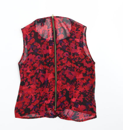 Womens UK Size 8 Topshop Red Basic Blouse