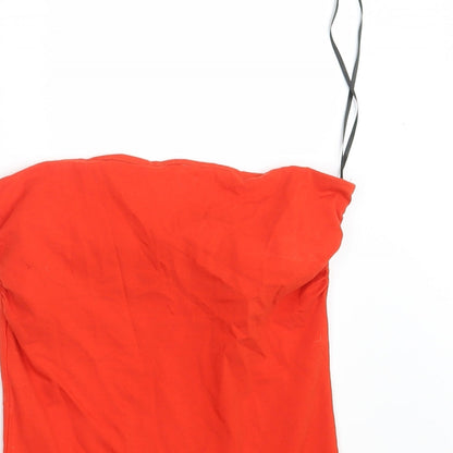 Womens UK Size XS H&M Red Cropped Tank