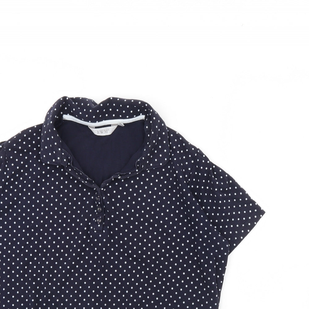 EWM Mens Blue Polka Dot   Polo Size L