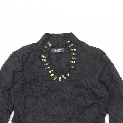 Close-up detail of Wanko women’s grey jumper, size S