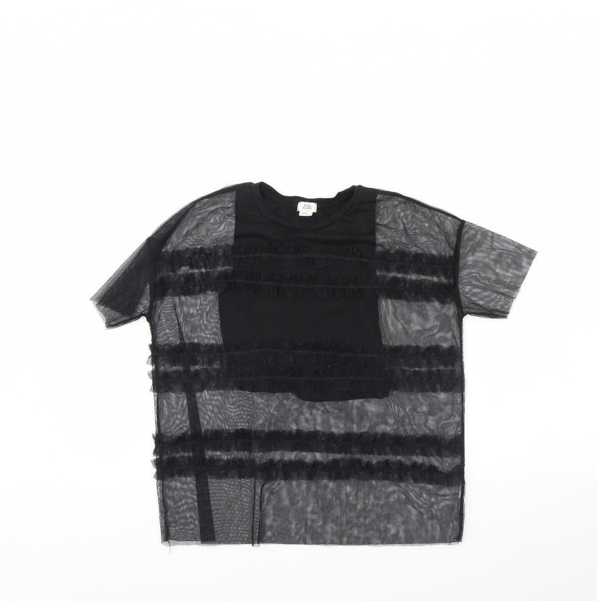 Additional front view of River Island girls’ black basic t-shirt, size 7, years