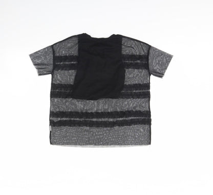 Back view of River Island girls’ black basic t-shirt, size 7, years