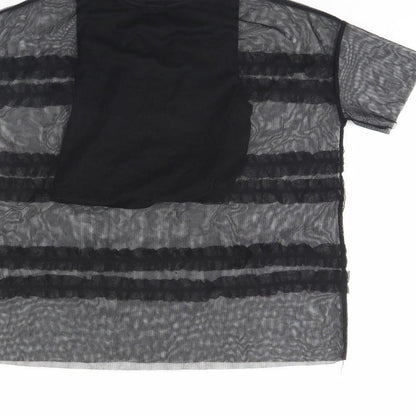 Brand and care label for River Island girls’ black basic t-shirt, size 7, years