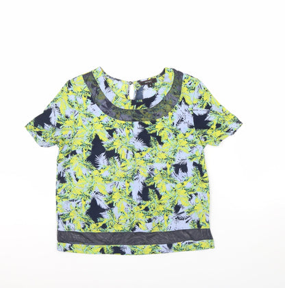 Womens UK Size 8 Therapy Green Cropped Blouse