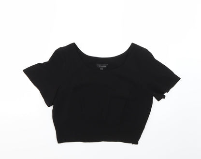 Womens UK Size 10 New Look Black Basic Blouse