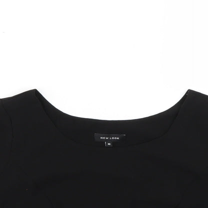 Womens UK Size 10 New Look Black Basic Blouse