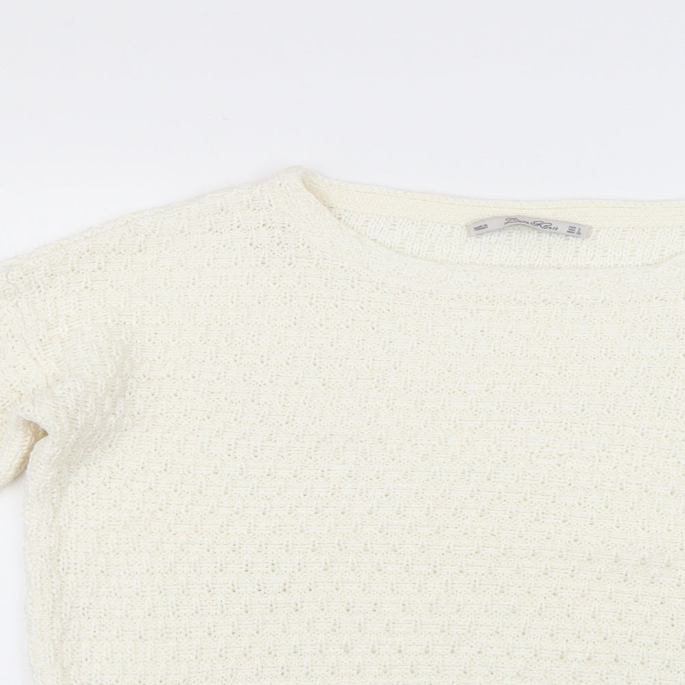 Womens UK Size L Zara White Pullover Jumper