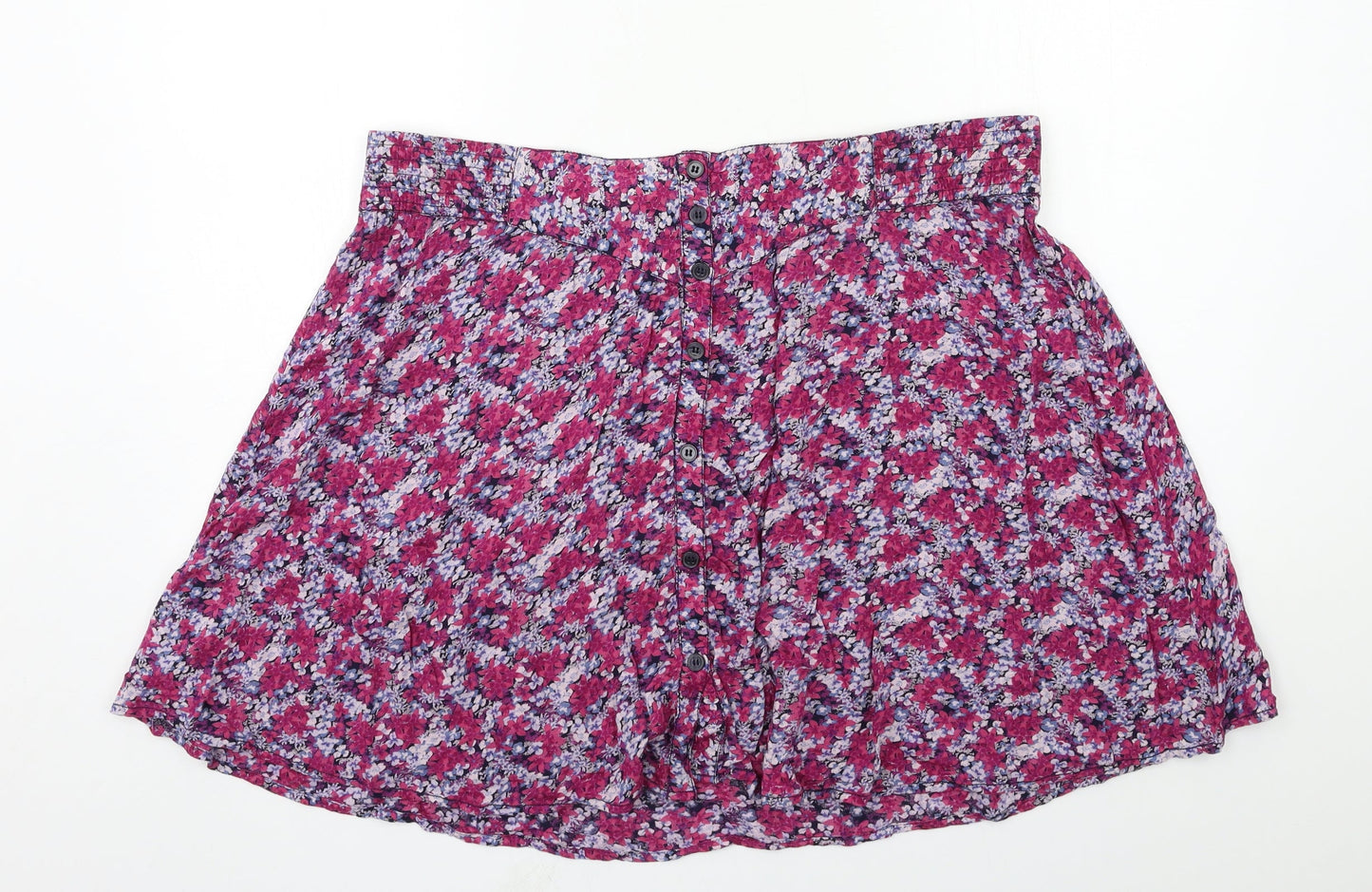 H&M Womens Purple Floral  Flare Skirt Size 38 in