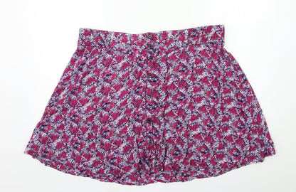 H&M Womens Purple Floral  Flare Skirt Size 38 in