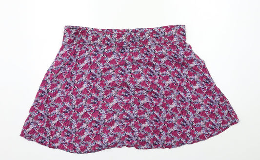 H&M Womens Purple Floral  Flare Skirt Size 38 in