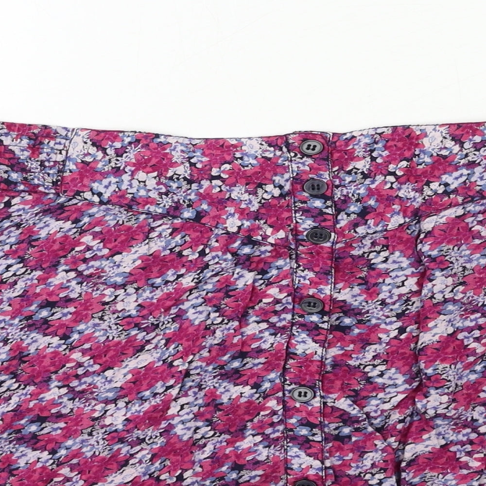H&M Womens Purple Floral  Flare Skirt Size 38 in