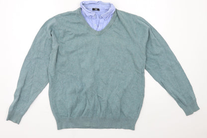 Cotton Traders Mens Blue  Knit Pullover Jumper Size M
