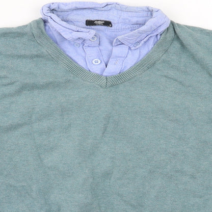 Cotton Traders Mens Blue  Knit Pullover Jumper Size M
