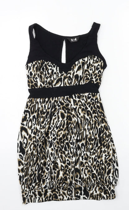 K&D Womens Brown Animal Print Rayon Slip Dress  Size 10