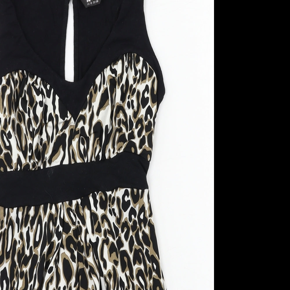 K&D Womens Brown Animal Print Rayon Slip Dress  Size 10