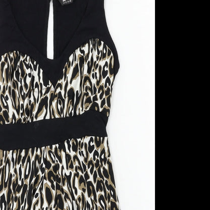 K&D Womens Brown Animal Print Rayon Slip Dress  Size 10