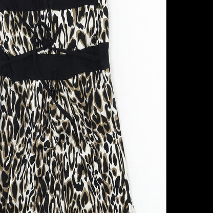 K&D Womens Brown Animal Print Rayon Slip Dress  Size 10