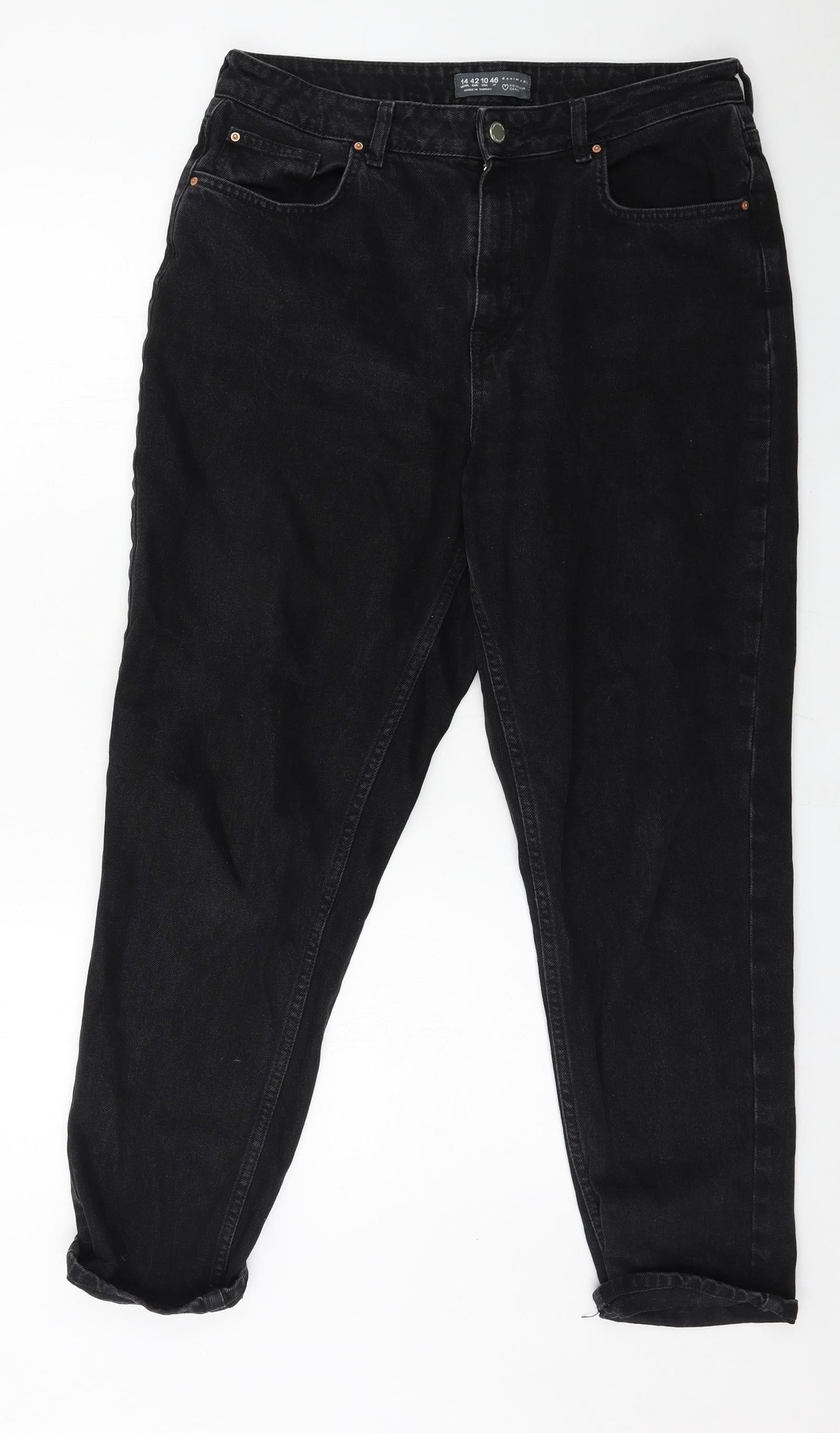 Denim & Co. Womens Black  Denim Straight Jeans Size 14 L27 in