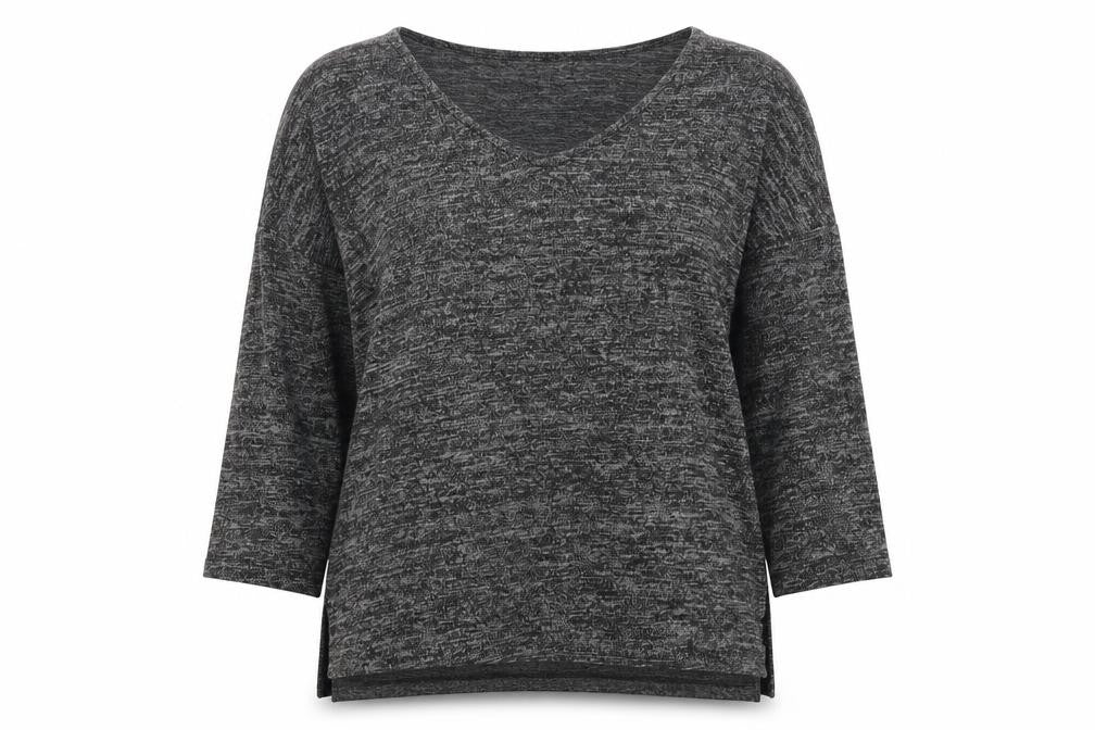 Front view of Peacocks women’s grey jersey pullover sweatshirt, size UK 12