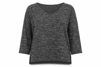 Front view of Peacocks women’s grey jersey pullover sweatshirt, size UK 12