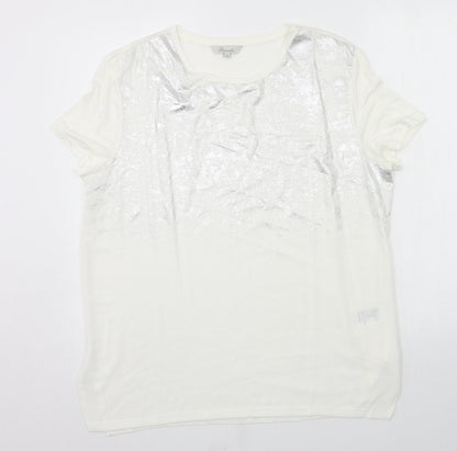 Womens UK Size 16 Peacocks Ivory Basic T-Shirt