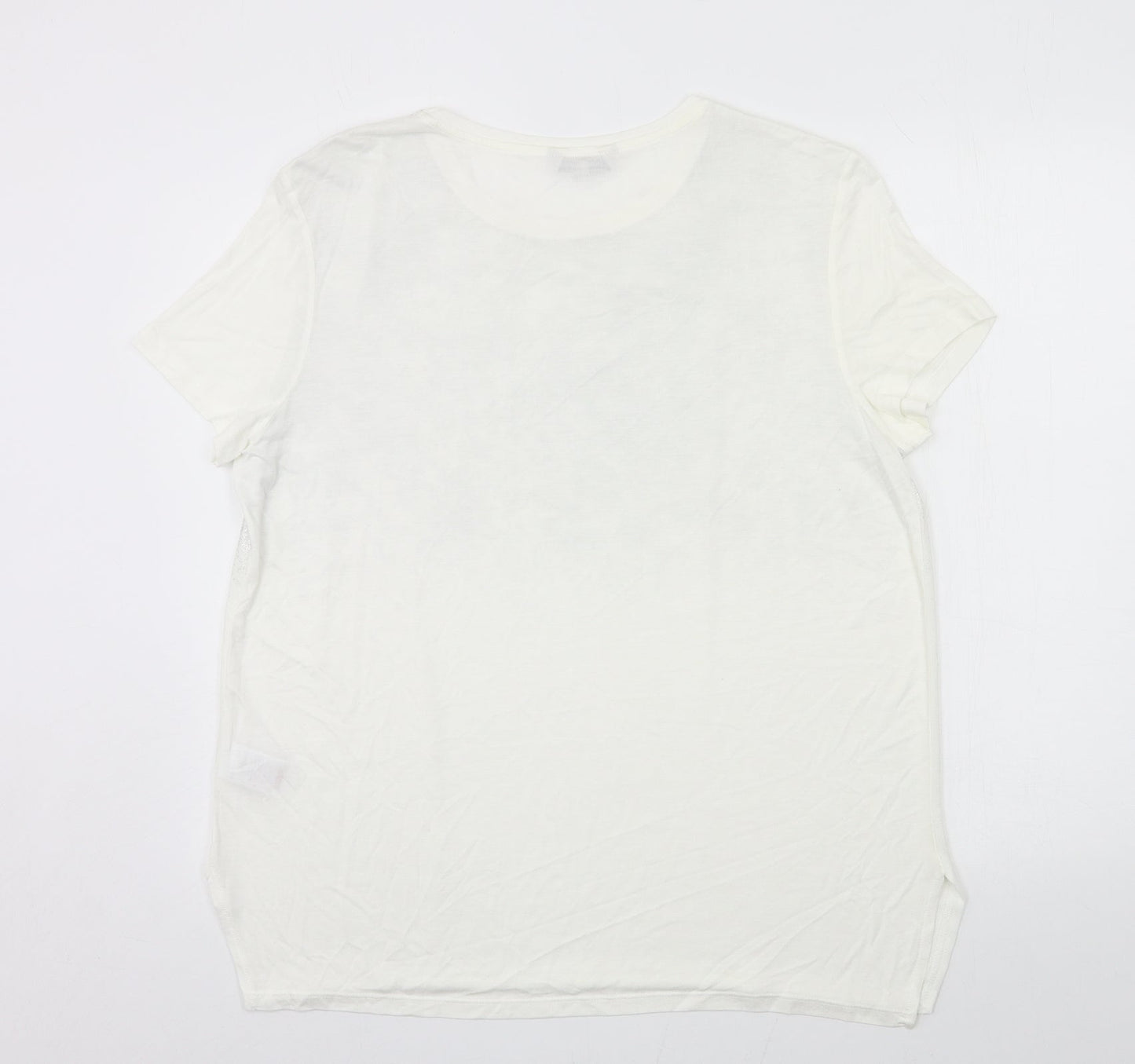 Womens UK Size 16 Peacocks Ivory Basic T-Shirt