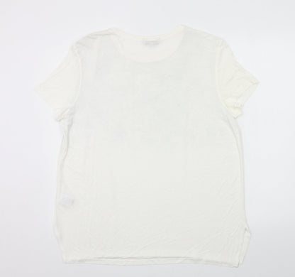 Womens UK Size 16 Peacocks Ivory Basic T-Shirt