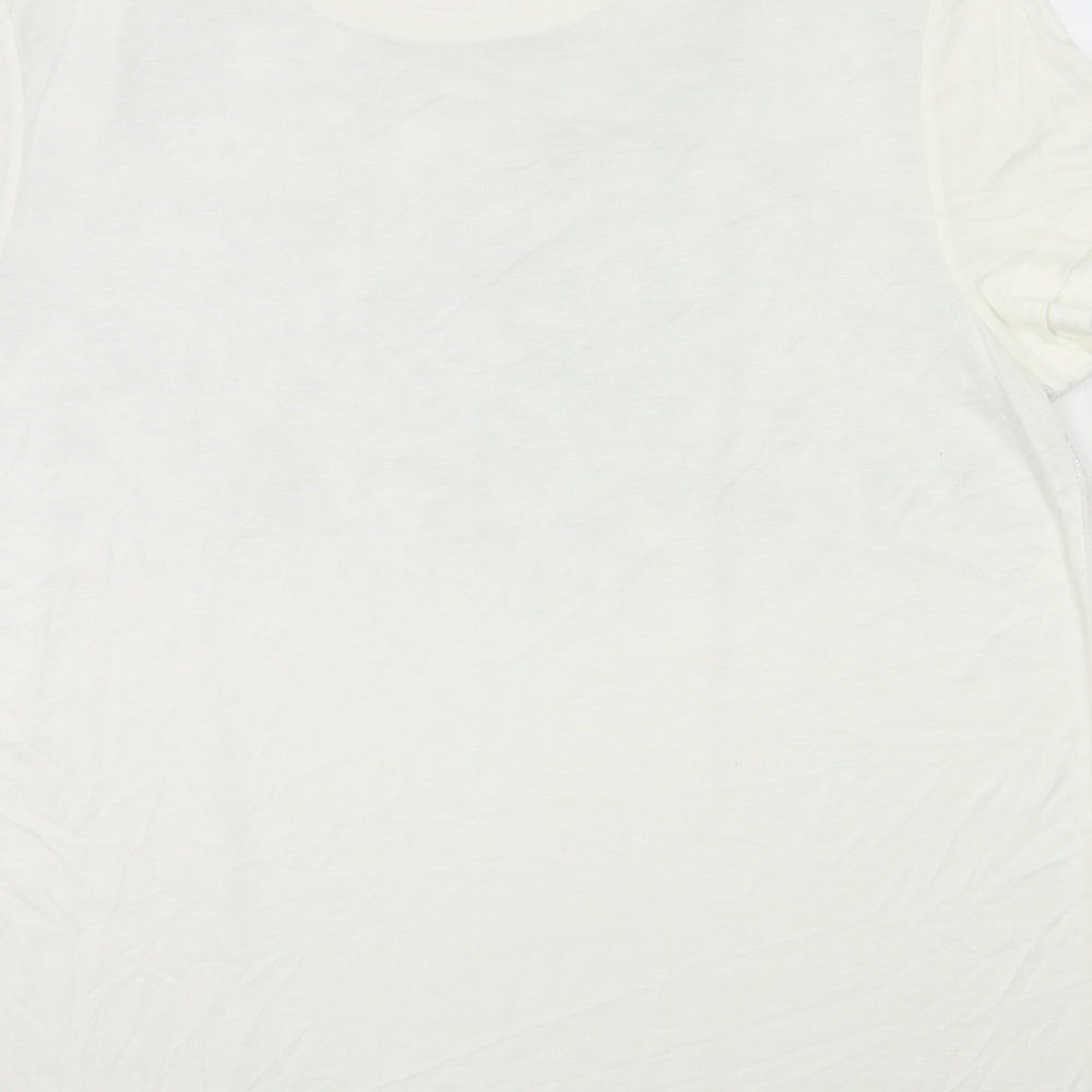 Womens UK Size 16 Peacocks Ivory Basic T-Shirt