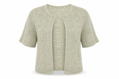 Front view of Marks & Spencer women’s brown knit cardigan jumper, size UK 10