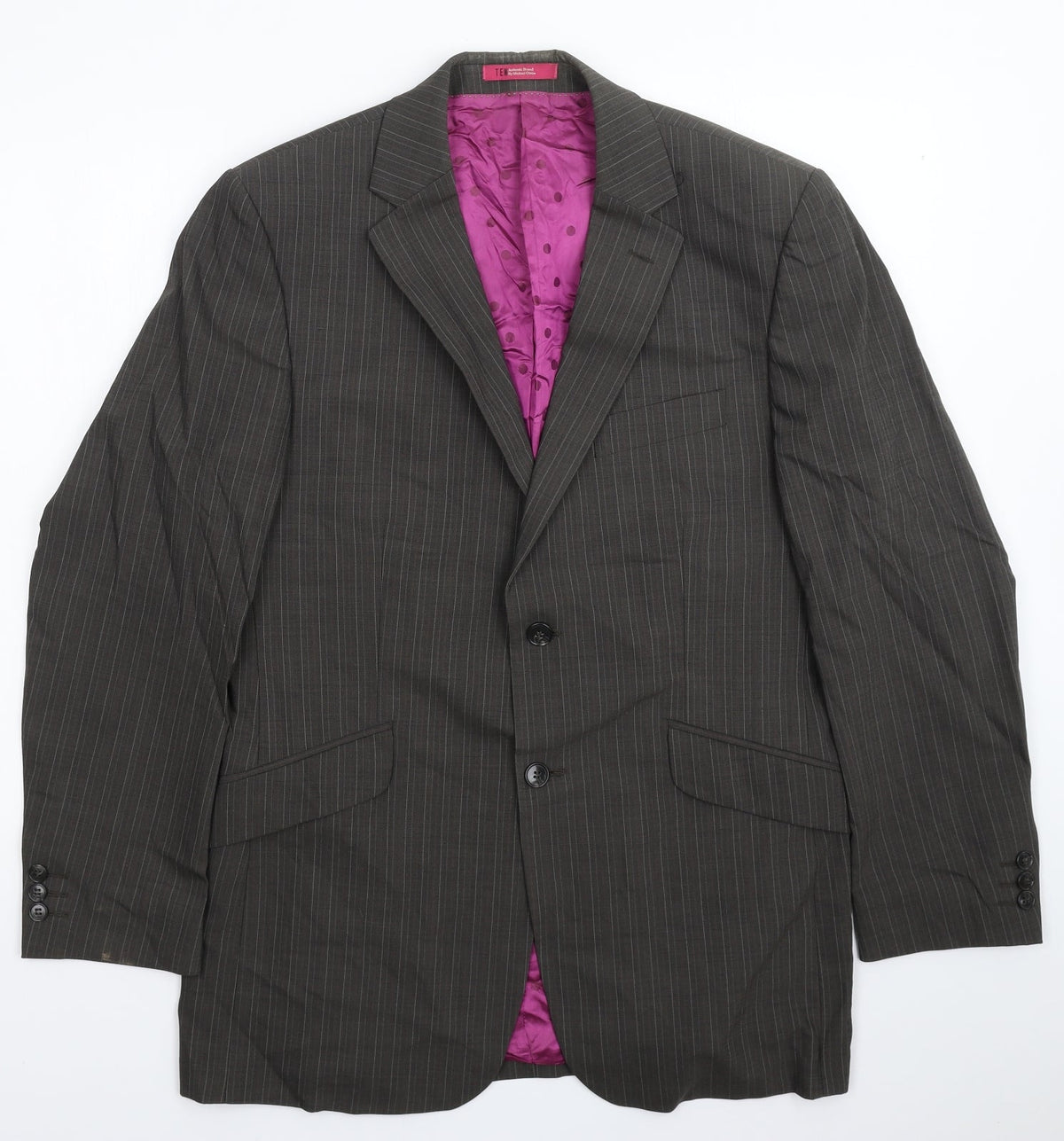 Additional front view of Ten men’s grey striped jacket suit jacket, size 40