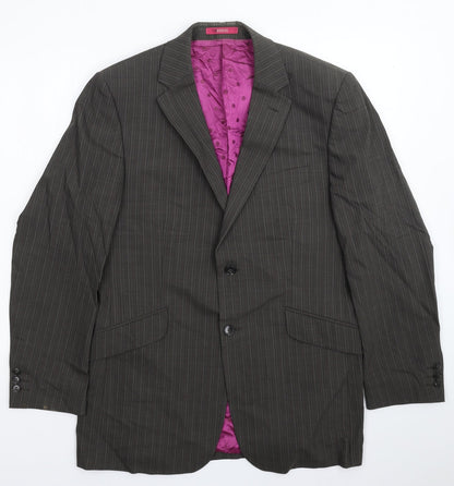 Additional front view of Ten men’s grey striped jacket suit jacket, size 40