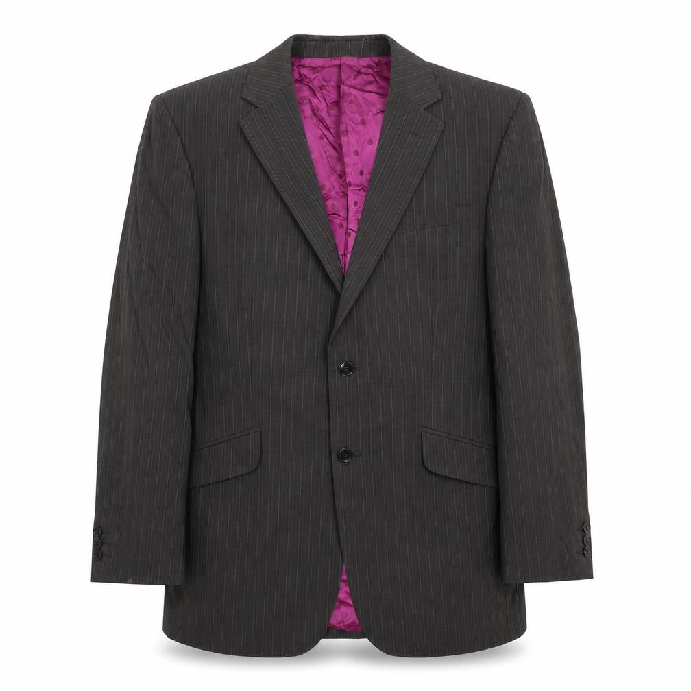 Front view of Ten men’s grey striped jacket suit jacket, size 40