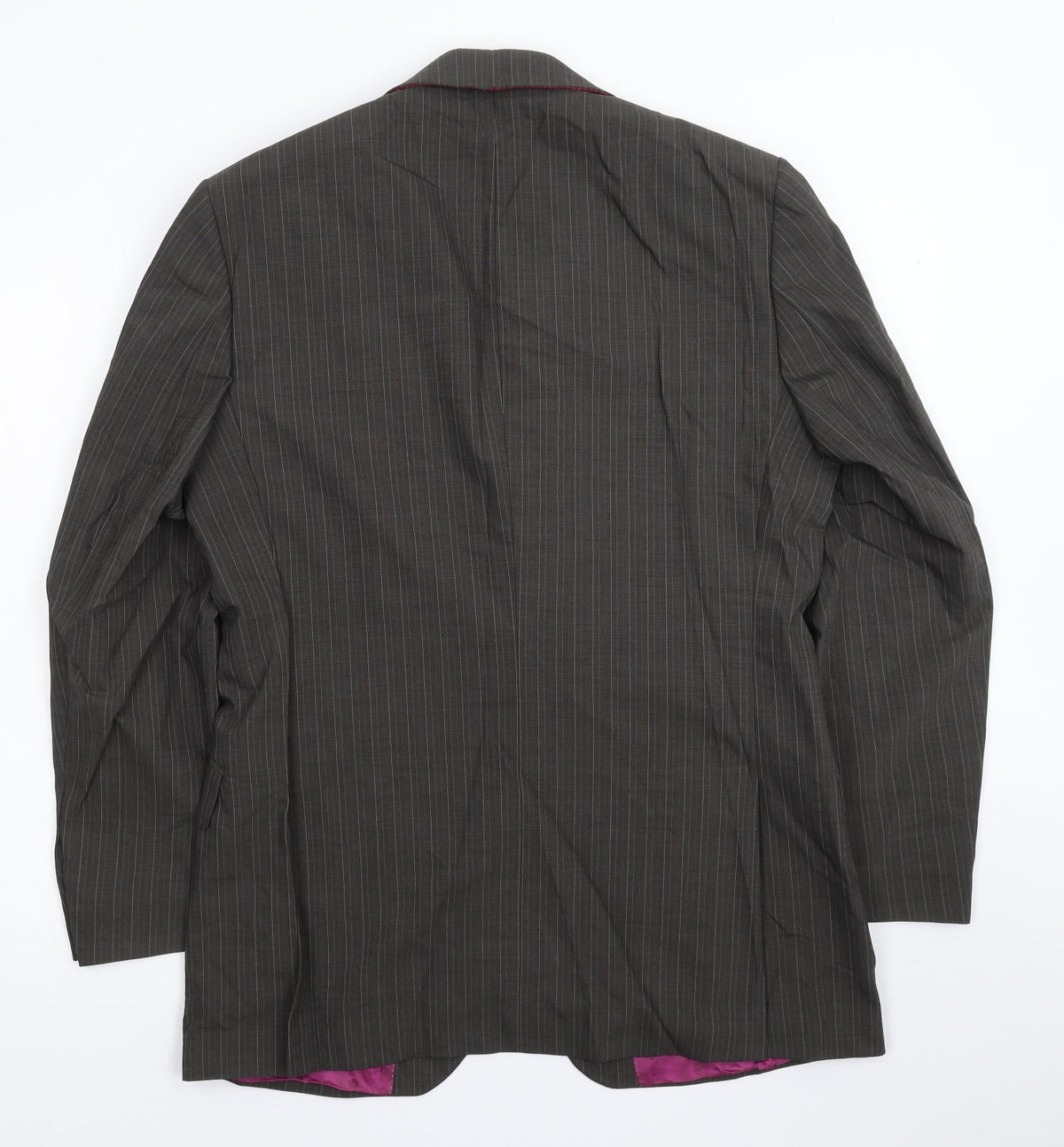 Back view of Ten men’s grey striped jacket suit jacket, size 40