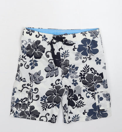Rebel Active Boys White Floral  Bermuda Shorts Size 6-7 Years