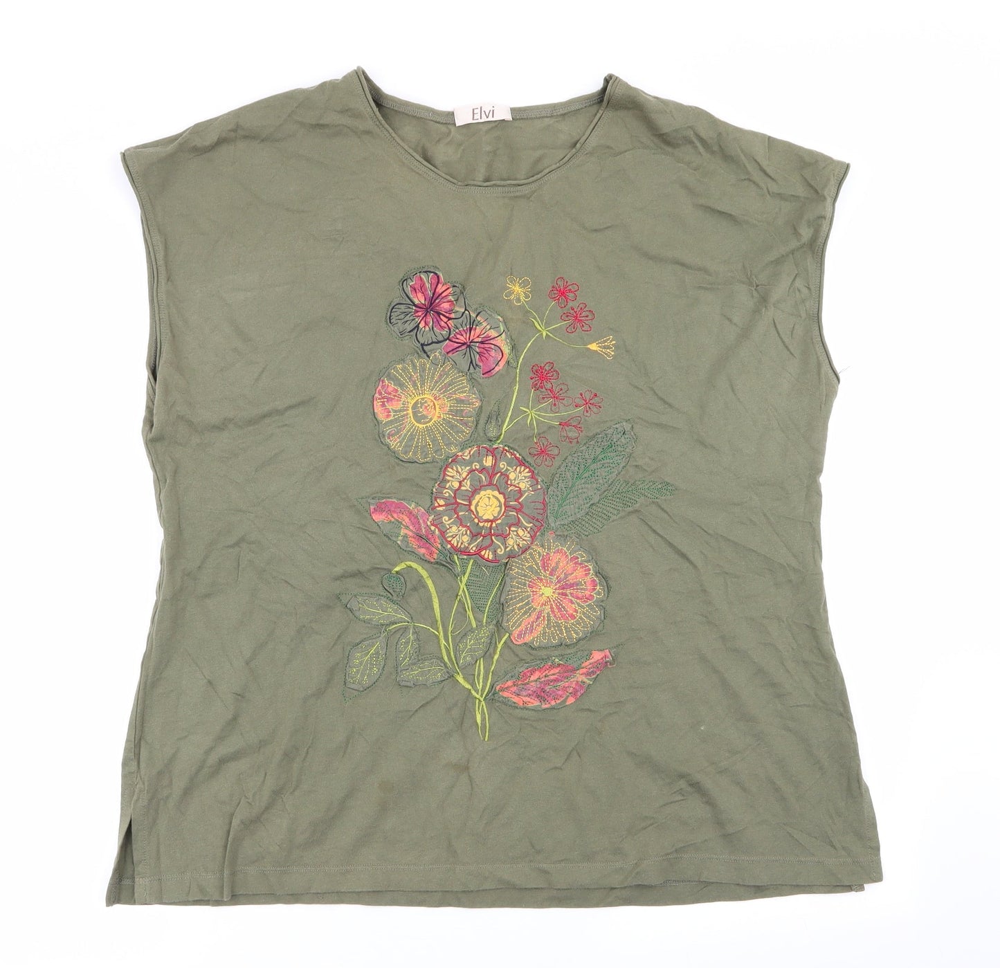 Womens UK Size M ELVI Green Basic T-Shirt