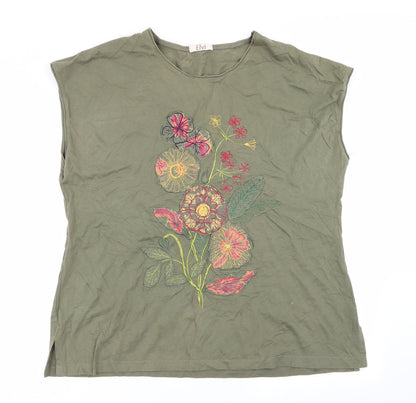 Womens UK Size M ELVI Green Basic T-Shirt