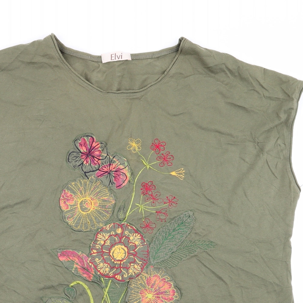 Womens UK Size M ELVI Green Basic T-Shirt