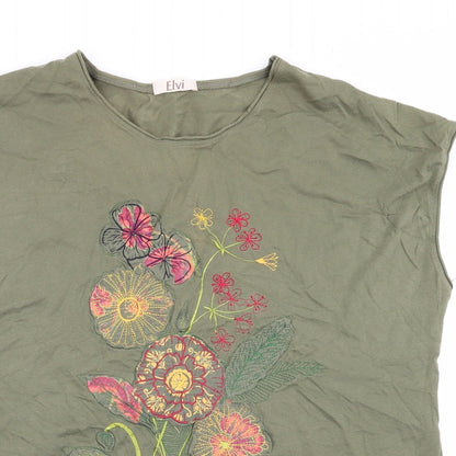 Womens UK Size M ELVI Green Basic T-Shirt