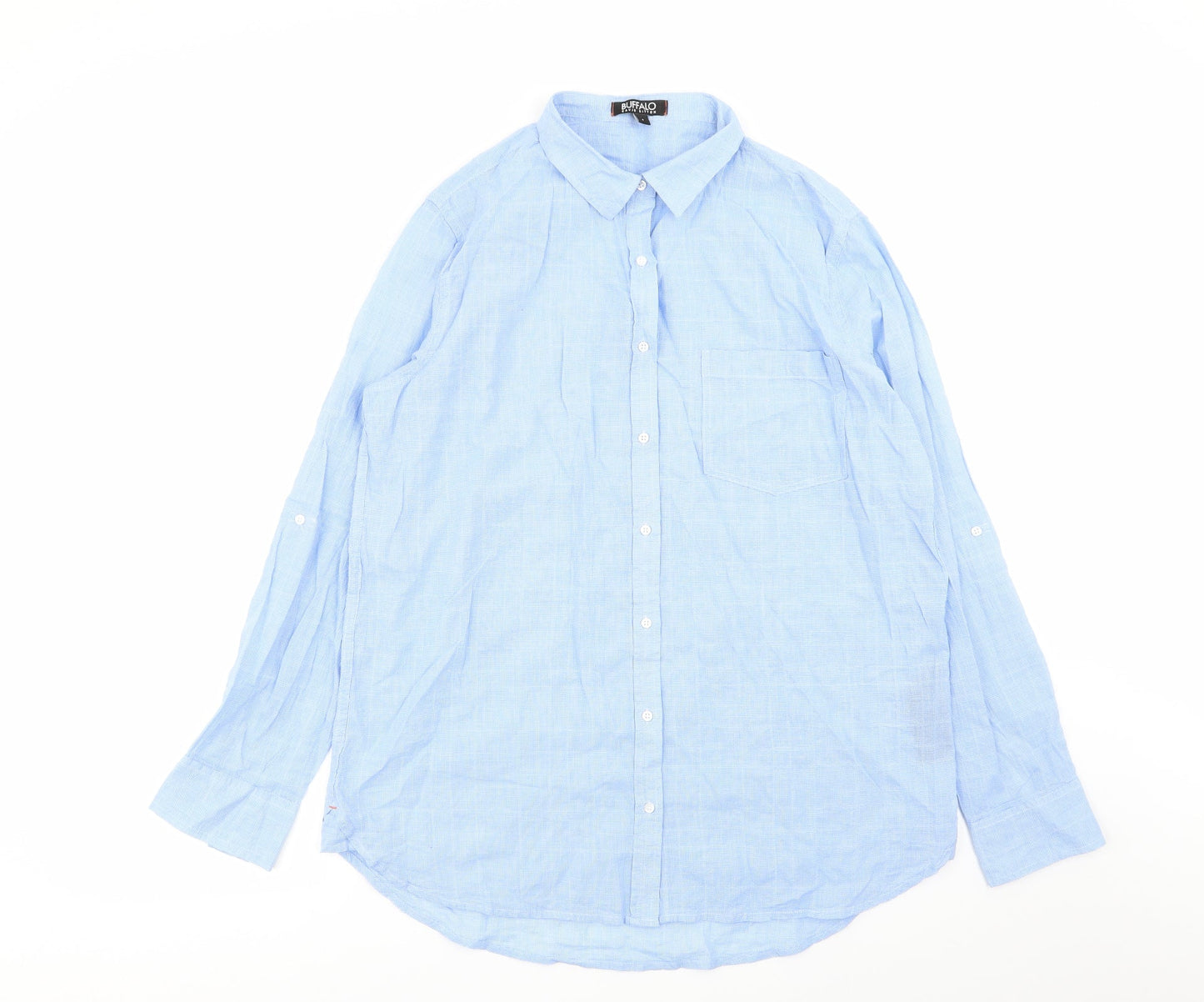 Mens UK Size S Buffalo Blue  Button-Up Long Sleeve Casual Shirt