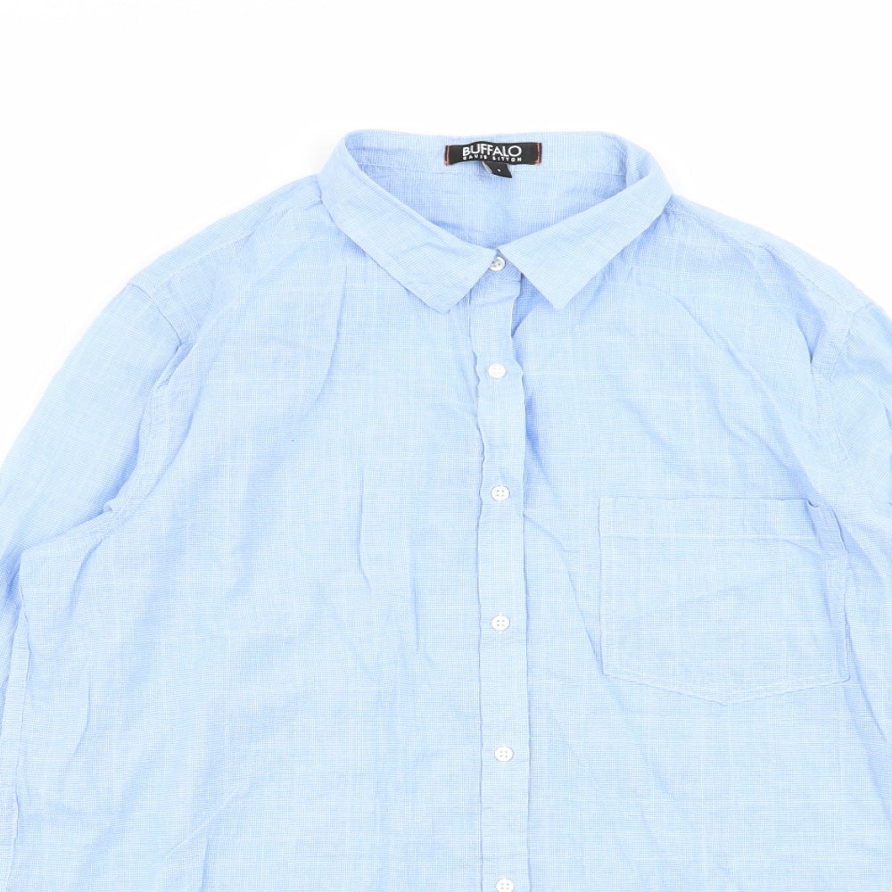 Mens UK Size S Buffalo Blue  Button-Up Long Sleeve Casual Shirt