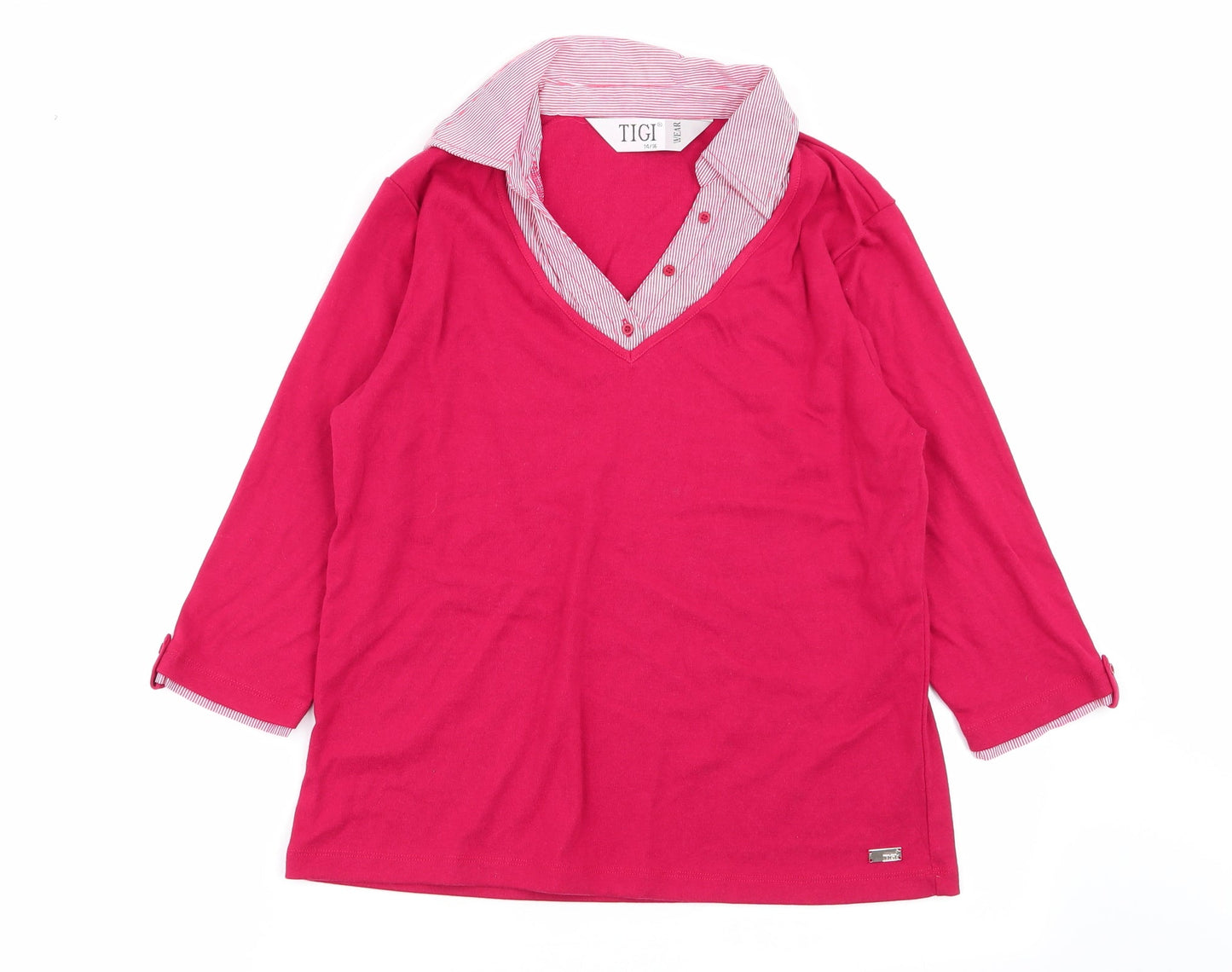 Womens UK Size 14 tigi Red Basic Polo