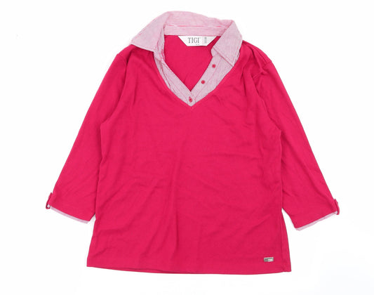 Womens UK Size 14 tigi Red Basic Polo