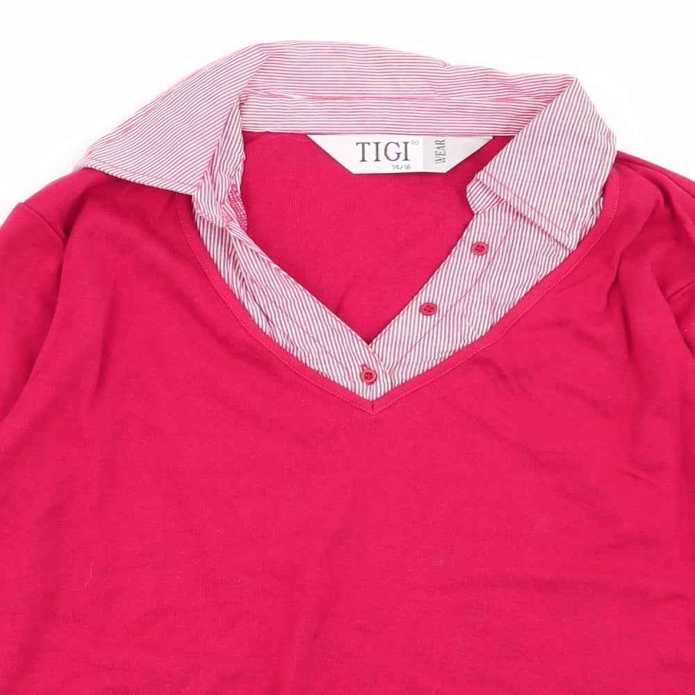 Womens UK Size 14 tigi Red Basic Polo