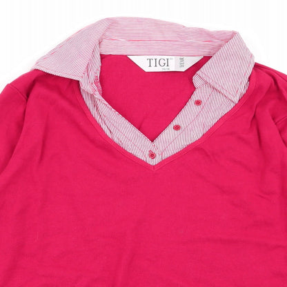 Womens UK Size 14 tigi Red Basic Polo